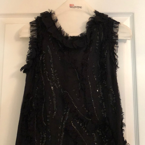 Red Valentino Black Sequin Tessuto Fabric Dress - Picture 2 of 8